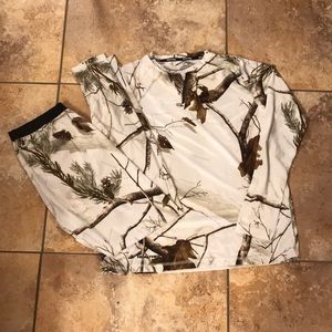 Realtree Thermal Base Layers Top S Pants M White
